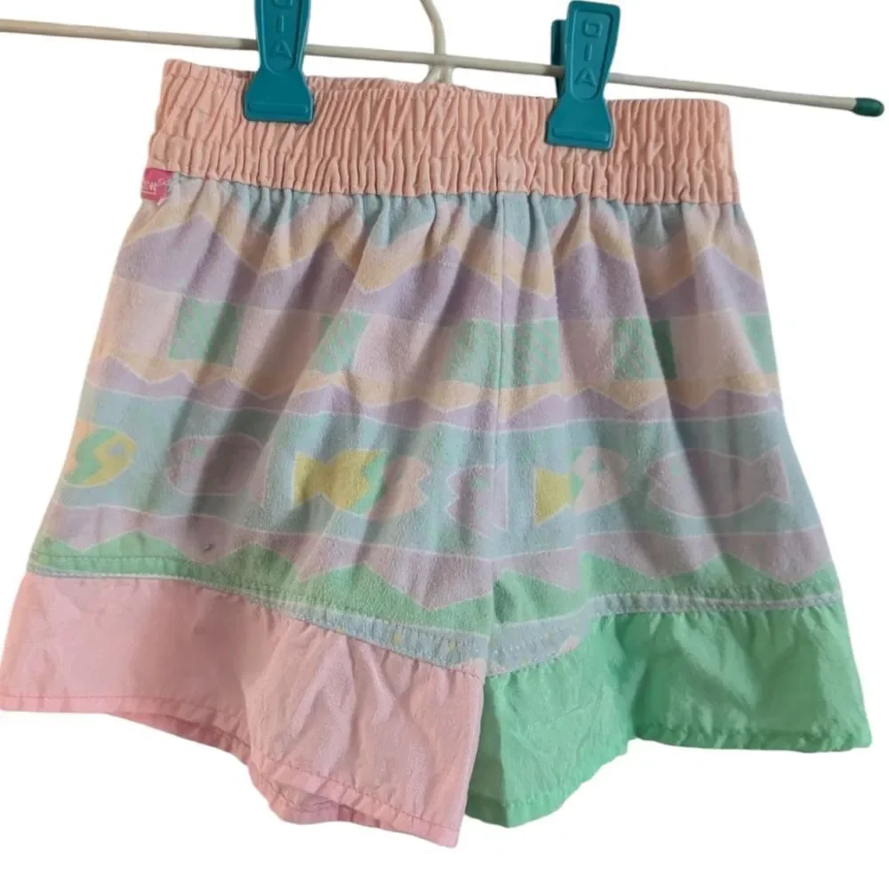 Oshkosh B'Gosh Rare Vintage Pastel Florescent Fish  Geometric‎ Print Shorts